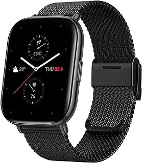 Zepp E Square Smart Watch Health And Fitness Tacker With Heart Rate, Spo2 And Rem Sleep Monitoring, Stainless Steel Body, Metal Band, Mettallic Black