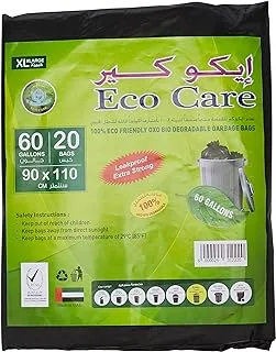 Eco Care black garbage bag - 20 count, 60 gallons, 90x110cm