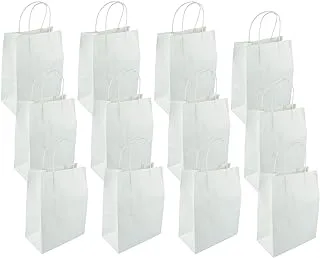 R-Moment Rosymoment Paper Gift Bags 12 Pieces Set, Eco-Friendly Paper Bags, With Handles Bulk, Paper Bags, Shopping Bags, Kraft Bags, Retail Bags, Party Bags 27X21X11Cm, Color White, Psb2752W