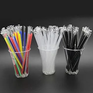 Individually Wrapped,100 Pack 7 Inch Long - Black Or White Or Colored Drinking Straws For Boba Bubble Tea, Milkshakes, Slushies Party Straws,Healthy Drinks