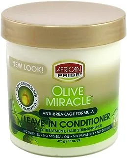 African Pride Olive Miracle Leave-In Conditioner 15oz Jar (3 Pack)