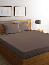 Portico Supima 100% Cotton Flat Super King Bedsheet With 2 Pillow Cover-Solid(Brown)274X274 cm