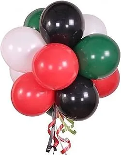 PARTY TIME - Emirati National Day Party Decoration Balloons |Red White Black Green Latex Balloons |UAE National Colours| UAE National Day Decorate National Day (50 Pieces)