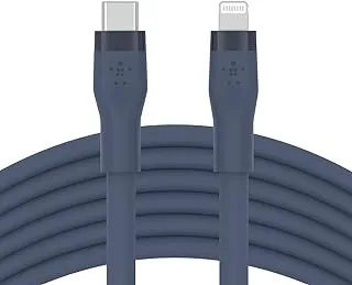 Belkin Boostcharge Flex Silicone Usb Type C To Lightning Cable (3M/10Ft), Mfi Certified 20W Fast Charging Pd Power Delivery For Iphone 13, 12, 11, Pro, Max, Mini, Se, Ipad And More - Blue