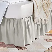 Amazon Basics Lightweight Ruffled Bed Skirt, Classic Style, Soft and Stylish 100% Microfiber with 40.64 CM Drop Full, Light Grey, Solid