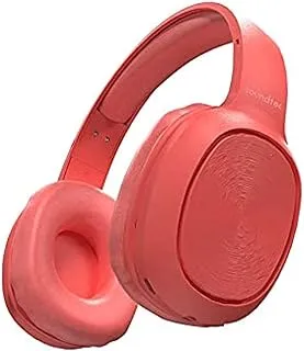 Porodo Portable Bluetooth 5.0 Headphones, Noise Cancelling Soundtec Sound Pure Bass FM Wireless Active Siri Over-Ear Headphones - Red