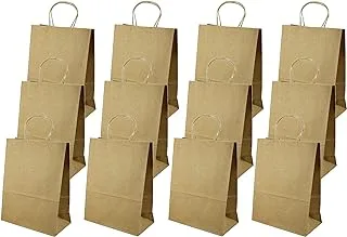 R-Moment Paper Gift Bags 12 Pieces Set, Eco Friendly Bags, With Handles Bulk, Shopping Kraft Retail Party 35X25X12Cm Color Brown, Psb2733Br