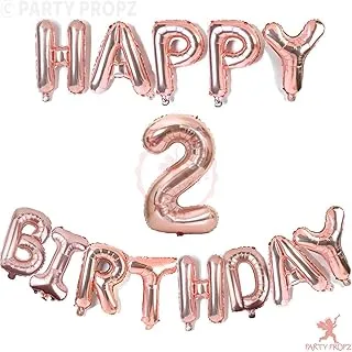 Party Propz 2nd Birthday Foil Balloons “Happy Birthday” Banner and NO 2 Foil Balloon Combo For Girls 2nd Birthday Decorations Items