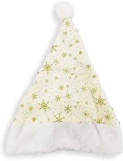 PARTY TIME - 1 Piece White with Gold Santa Hat Christmas Headdress Holiday Costume Accessory Soft Christmas Cap Festival Decor for Kids Cosplay Party Supplies