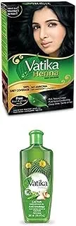 Vatika Henna Hair Color Natural Black 6 * 10G + Vatika CactUS Hair Oil