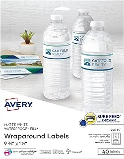 Avery Printable Blank Wraparound Rectangle Labels, 3.1 cm x 9.75