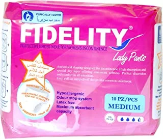 Fidelity Lady Pants Medium Absorbent Female Briefs ' 10 Units