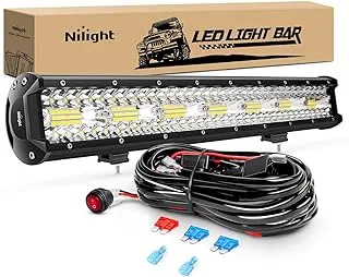 Nilight ZH409 20 Inch 420W Triple Row Flood Spot Combo 42000LM LED Light Bar with Heavy Duty Off-Road Wiring Harness, 2 Years Warranty, White