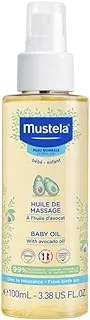 Mustela Baby Oil - Moisturizing Oil for Massage - with Natural Avocado fortified with Vitamin B5 - Biodegradable Formula & Tear-Free