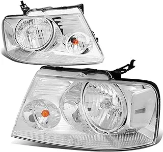 DNA MOTORING hl-oh-f1504-ch-cl1 chrome housing headlights replacement compatible with 04-08 f-150/06-08 mark lt