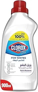 Clorox For Whites, Liquid, 900 mL, Stain Remover And Supreme Whitener, Removes 100% of Everyday Stains