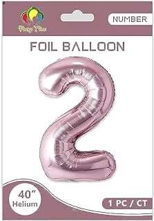 PARTY TIME - Rose Gold Number 2 Foil Balloon - Large Mylar Balloon Party Decorations | Number 2 Rose Gold For Hanging Balloons Wedding Anniversary Birthday Party Decorations (40 Inches)