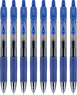 PILOT G2 Premium Refillable and Retractable Rolling Ball Gel Pens, Fine Point, Blue, 8-Pack (15301)