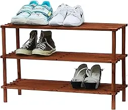 FEELINGS 3-Layer Wooden Shoe Rack – Coffee Brown | Multi-Tier Shoe Rack | Shoe Organizer | Shoe Rack Display | Multifunctional Storage | Free Standing Shoe Shelf | Shoes Cabinet 74cm