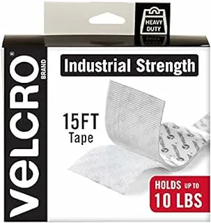 VELCRO Brand Industrial Strength Fasteners | Stick-On Adhesive | Professional Grade Heavy Duty Strength Holds Up To 10 Lbs On Smooth Surfaces | Indoor Outdoor Use | 15Ft X 2In Tape, White