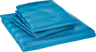 IBed HomeHotel Wide Stripe 3Pcs Bed sheet Set,300TC Cotton, King Size, turquoise