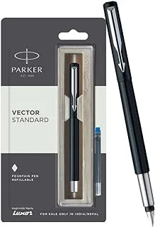 Parker Vector Standard Fountain Pen (Black body) with free 1 cartridge