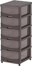 Cosmoplast Cedargrain 5 Tiers Storage Cabinet With Drawers And Wheels, Dark Brown