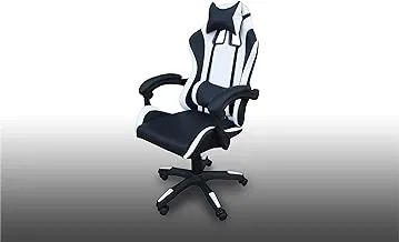 Mahmayi TJ HYG-01 Gaming Chair PU Leatherette High Back Ergonomic Swivel, Tilt Tension Adjustment, Gaming Seat for Professionals (Black/White, Without Footrest)