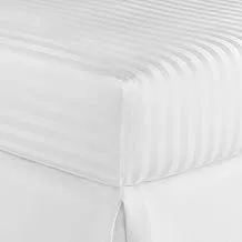 Hotel Linen Klub Deyarco Hotel Linen Klub 600Tc 100% Cotton 1 INCH Stripe Sateen Weave Fitted Sheet- elasticized deep pocket, Size: Queen 180x200+30cm