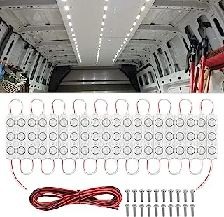 أطقم الإضاءة الداخلية Nilight 60Leds Van الداخلية 12 فولت مجموعة إضاءة السقف الأبيض ليد لشاحنة وقوارب Rv قوافل ومقطورات شاحنات النقل العابر (20 وحدة ، أبيض) ، ضمان لمدة عامين (TL-39)