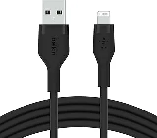 Belkin BoostCharge Flex Silicone USB Type A to Lightning Cable (1M/3.3FT), MFi Certified Charging Cable for iPhone 14/14 Plus, 13, 12, Pro, Max, SE, iPad and More - Black