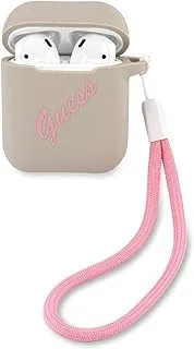 GUESS 55836 Silicone Vintage Case For Guaca2Lsvsgp Airpods Cover, Grey Pink