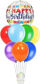 PARTY TIME - Happy Birthday Orb Foil Balloon Hangable and Colorful Latex Balloons Perfect for Fiesta Theme Sets, Birthday Parties and All Other Occasions and Gatherings