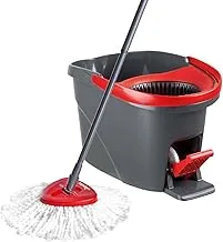 Vileda Easy Wring, Clean Spin Mop and Bucket Set with Foot Pedal, Telescopic Handle 85-125 cm, Floor Mop with Spinning Wringer, 2 in1 Microfibre Mop Head, Multicolor, 163420