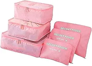 Coolbaby Pack Of 6 Packing Cubes-Compression Travel Luggage Organizer-Travel Clothe Storage Bag-Travel Mesh Pouch -Laundry Organizer-Shoe Bag（Pink）