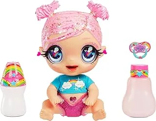 GLITTER BABYZ DREAMIA STARDUST BABY DOLL WITH 3 MAGICAL COLOR CHANGES/PINK HAIR DOLL WITH RAINBOW OUTFIT AND REUSABLE DIAPER, BOTTLE AND PACIFIER/GREAT GIFT AND TOY FOR KIDS AGES 3 AND UP