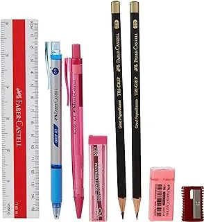 Faber-Castell Smart Writing Set 8Pc 2Pc Grahite Pencil + 1Pc Ball Pen Mechanical Pencil+ 1 Plastic Ruler 20Pcx1Pkt Lead Eraser