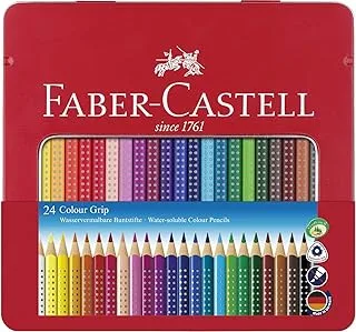 Faber-Castell Colour Grip Pencil Metal Tin 24 Colours, Made In Germany