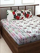 Story @ Home Forever Collection 240 TC 100% Cotton White 1 Double Bedsheet with 2 Pillow Cover