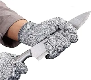 Safety Cut Proof Stab Resistant Stainless Steel Metal Mesh Butcher Gloves 1 Pair Jg0012, One Size - Grey