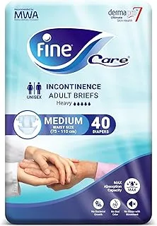 Fine Care Incontinence Unisex Adult Diaper Brief, Medium, Waist Size 75 - 110 cm (30 – 43 Inch), 40 Diapers with Maximum Absorbency and Leak Protection