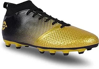 Nivia Ashtang Football Shoes (Black/Gold, 4 UK/ 5 US/ 38 EU) | Synthetic Leather | PVC sole | Lace-Fastening | Padded Footbed