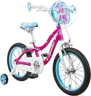 SPARTAN Sparkle Kids Bicycle for Ages 3-8; Kids and Toddler Bike with Training Wheels; 12-16 Inch Girls ; Pretty Quick Release Seat Lever, Matching Bag Pink Teal 16 SP-3133