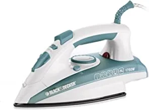 Black & Decker 1750W Steam Iron Ceramic Coated Soleplate with Anti Calc Drip Self Clean and Auto Shutoff, Removes Stubborn Creases Quickly Easily X1600-B5 2 Years Warranty