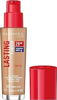 Rimmel London Lasting Finish 25Hr Foundation 302 Warm Olive, 30ml - 1 Fl Oz