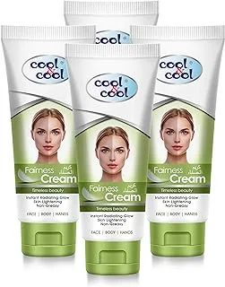 Cool & Cool Fairness Cream for All Skin Types | Kaolin Clay & Vitamin E, Non Greasy, 4 x 50ml