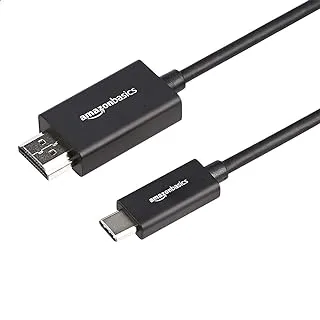 Amazon Basics Premium Aluminum USB-C to HDMI Cable Adapter (Thunderbolt 3 Compatible) 4K@60Hz, 1.82 meters, Black