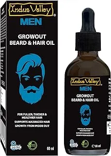 Indus Valley Men's Beard Growth Oil for Men, Thicker longer beard, Faster Growth and Smooth Beard, No Paraben, For All Skin Type - 60ml