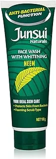 Junsui Naturals Face Wash Neem | Protects Skin From Bacteria and Helps Remove Blackheads, Sebum, Whitehead and Brightens The Skin | Contains Yam Bean Extract | 100gm