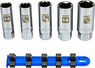 Neiko 02500A Spark Plug Socket Set | Rubber Retaining Inserts | 5 Pieces | 3/8 Drive | Sae And Metric | Chrome Vanadium, One Size